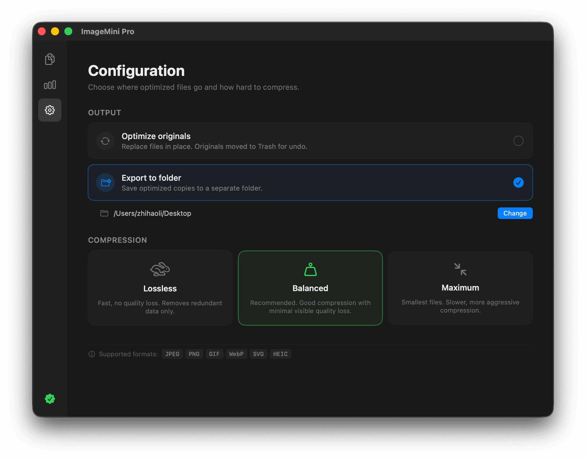 Full control over compression